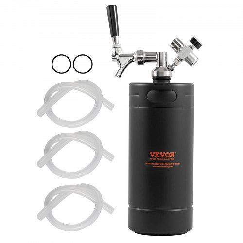 VEVOR Mini Bierzapfanlage 4L Edelstahl, Tragbares Fass-Set mit Einstellbarem Hahn, für Frisches, Kohlensäurehaltiges Bier, MNPJTHSY128OZBCJQV0
