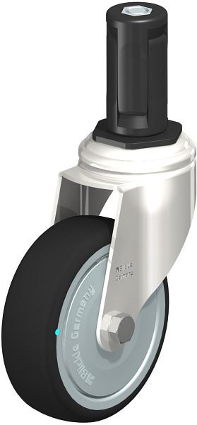 Blickle LKRXA-PATH 101KD-11-FK-EXR14 Edelstahl-Apparate-Lenkrolle mit Expander, Thermoplastisches Polyurethan, Grau, 853459