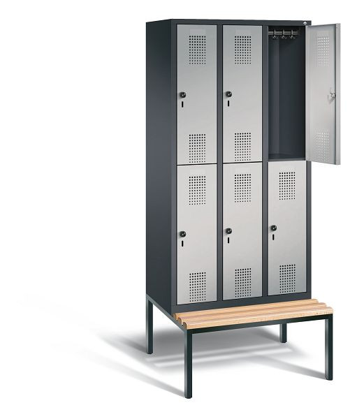 C+P Spind doppelstöckig Evolo, H2090xB900xT815mm, Farbe: Schwarzgrau / Weißaluminium, 48350-30 S10158