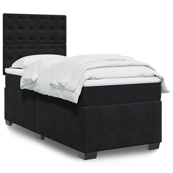 vidaXL Boxspringbett mit Matratze Schwarz 100x200 cm Samt, 3290848