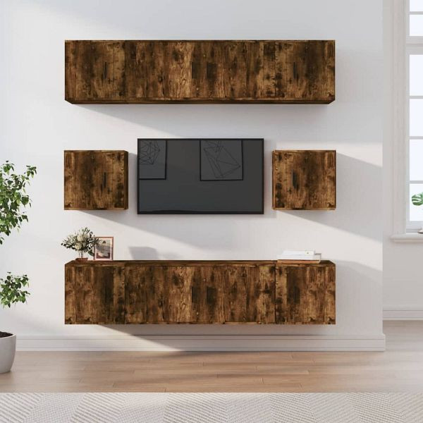 vidaXL 8-tlg. TV-Schrank-Set Räuchereiche Holzwerkstoff, 3188675