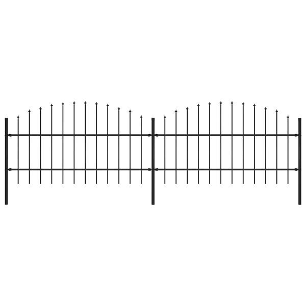 vidaXL Gartenzaun mit Speerspitzen Stahl (0,75 - 1) x 3,4 m Schwarz, 277713