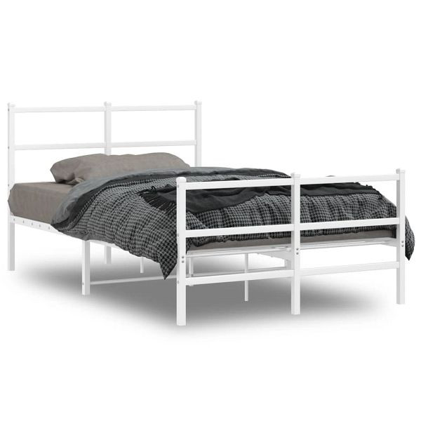vidaXL Bettgestell mit Kopf- und Fußteil Metall Weiß 120x200 cm, 355430