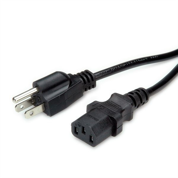 VALUE Netzkabel NEMA-5 auf C13 für USA, schwarz, 1,8 m, 19.99.1495