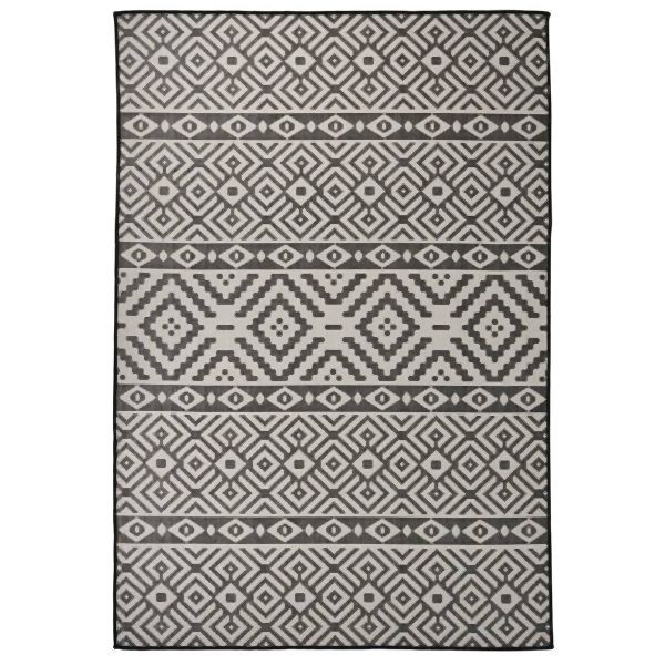 vidaXL Outdoor-Teppich Flachgewebe 160x230 cm Schwarz Gestreift, 340853