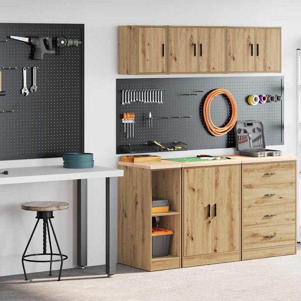 vidaXL Garagenschränke 2 Stk. Artisan-Eiche Holzwerkstoff, 3328268