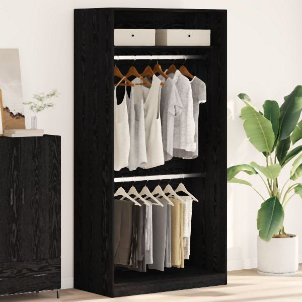 vidaXL Schwarzer Eichenkleiderschrank - 100x50x200 cm, 3345115