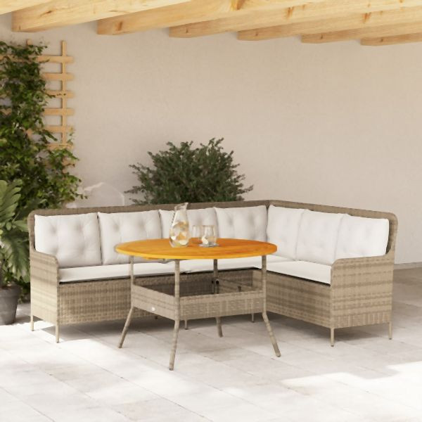 vidaXL 2-tlg. Garten-Sofagarnitur mit Kissen Beige Poly Rattan, 3262094