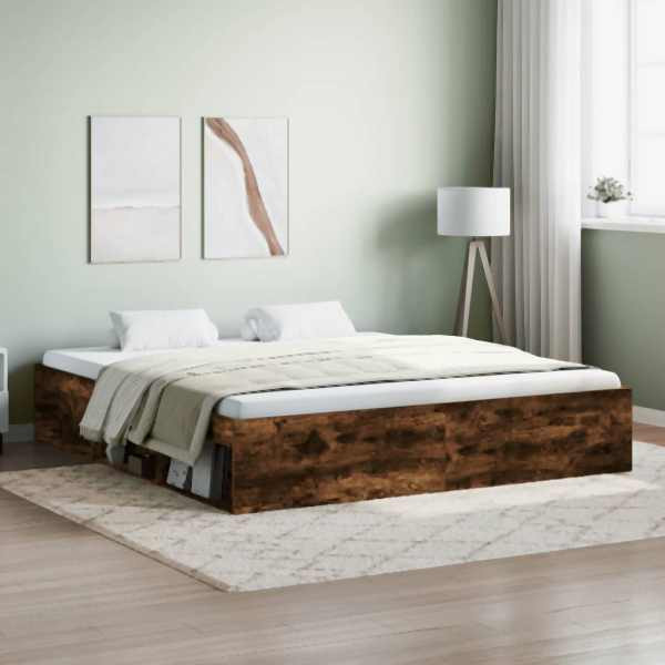 vidaXL Bettgestell Räuchereiche 180x200 cm, 3203884, 8721012158405