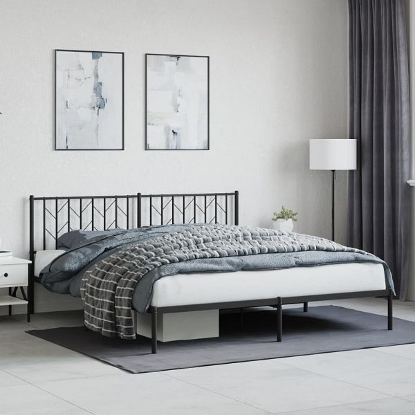vidaXL Bettgestell mit Kopfteil Metall Schwarz 183x213 cm, 374442