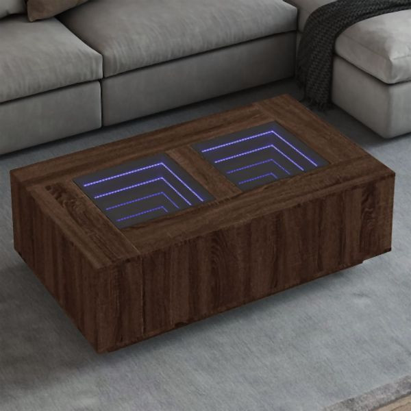 vidaXL Couchtisch mit Infinity-LED Braun Eichen-Optik 116x69x40 cm, 3284062