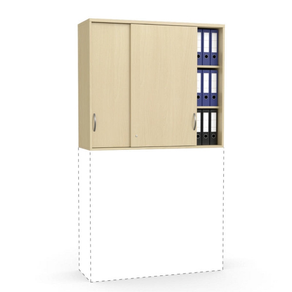 Deskin Schiebetüren-Aufsatzschrank MULTI M, Buchedekor, B 1200 x H 1055 x T 420 mm, 271932