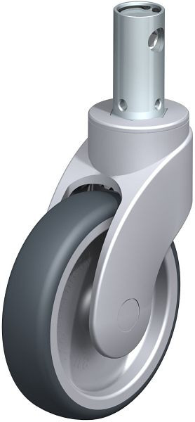 Blickle LWG-TPA 126G-CS11 Kunststofflenkrolle WAVE mit Rückenloch & Feststeller, Thermoplastisches Gummi-Elastomer, Grau, 849518