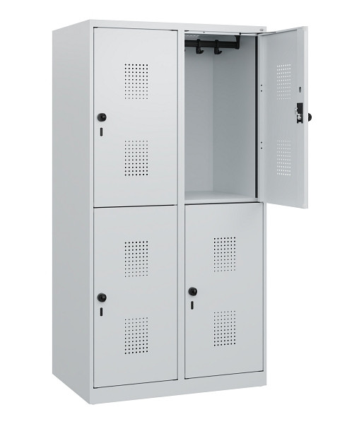 C+P Doppelstöckiger Spind Evolo PLUS, 4 Fächer, 1530x800x500mm, 7035/7035, Drehriegel, 0493005-22 S10013