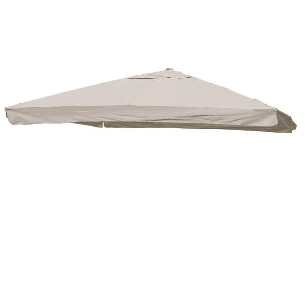 Mendler Ersatz-Bezug für Luxus-Ampelschirm HWC-A96 mit Flap, Sonnenschirmbezug, 3x3m (Ø4,24m) Polyester 3kg, creme-grau, 76878
