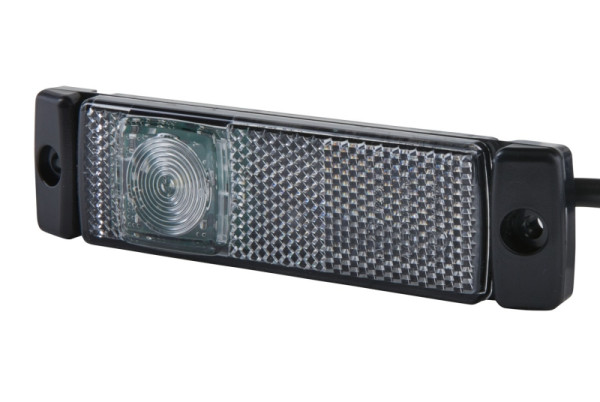 HELLA Positionsleuchte, LED, 24V, Anbau/Schraubanschluss, Lichtscheibenfarbe: glasklar, LED-Lichtfarbe: weiß, 300mm, vorne/rechts/links, 2PG 008 645-631