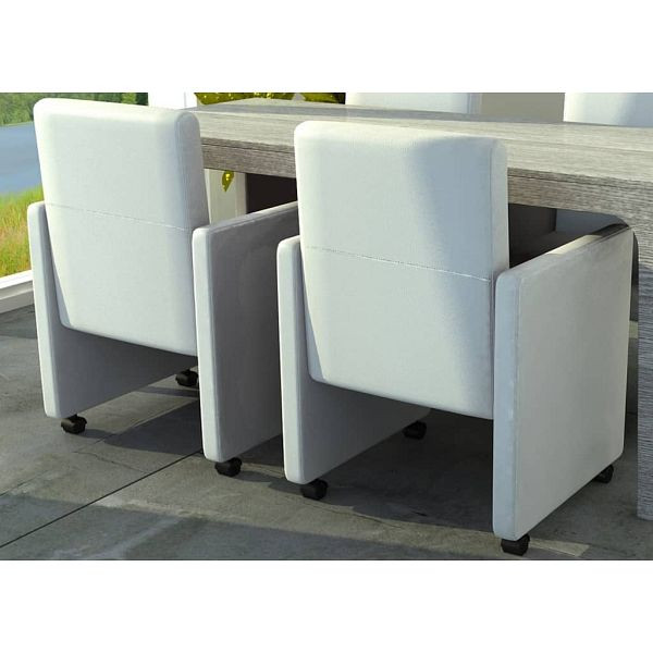 vidaXL Esszimmerstühle 2 Stück Weiß Kunstleder, Material: Baumwolle: 10%, Polyester: 10%, PVC: 80%, 60347