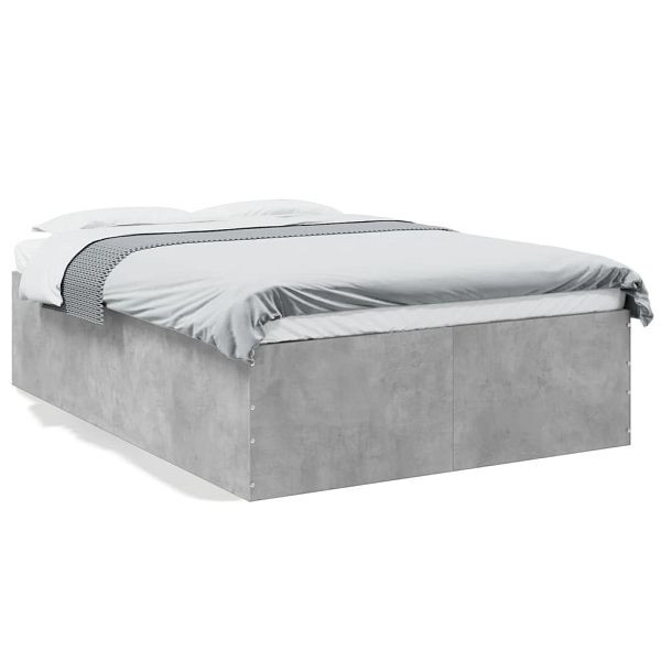 vidaXL Bettgestell Betongrau 135x190 cm Holzwerkstoff, 3280947