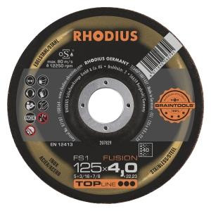 Rhodius TOPline FS1 FUSION Schruppscheibe, Durchmesser [mm]: 125, Stärke [mm]: 4, Bohrung [mm]: 22.23, VE: 10 Stück, 207829