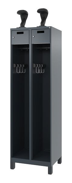 C+P Feuerwehrspind Evolo, Modell PRAKTUS, 2 Abteile, H1850xB600xT500 mm, Anthrazit, Füße, 0492015-20 S10007