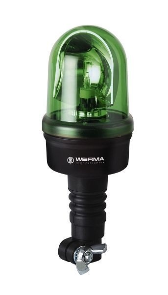 WERMA Drehspiegelleuchte Rohrmontage 12VDC mit elastischem Material GN- grün, 885.220.54