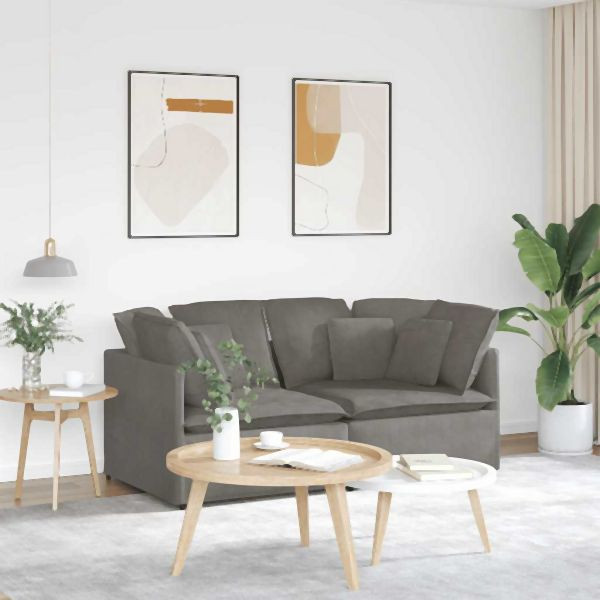 vidaXL Modulares Sofa mit Kissen Cordstoff Hellgrau, 3321257