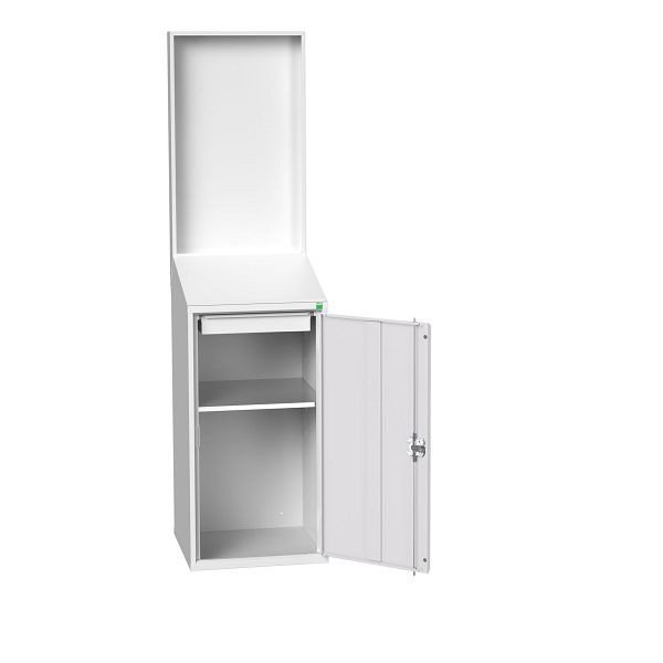 bott verso Economy Pult mit glatter Rückwand, mit 1 Fachboden, 1 Schublade, BxTxH: 525 x 550 x 2000 mm, Lichtgrau / Lichtgrau, 16929026.16