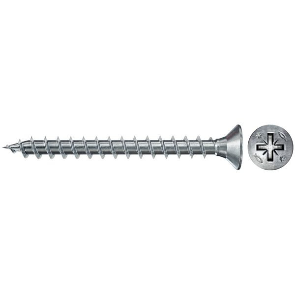 Fischer PowerFast II FPF II CZF 3,0 x 35 BC 1000 Senkkopf mit Kreuzschlitz PZ Vollgewinde galvanisch verzinkt, blau passiviert, VE: 1000 Stück, 670041