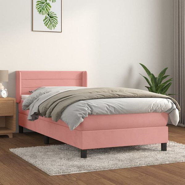 vidaXL Boxspringbett mit Matratze Rosa 80x200 cm Samt, 3130990