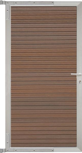 T&J WAREN-Tor-Komplettset, 90 x 173 cm, Füllung teak, Rahmen silber, 44025
