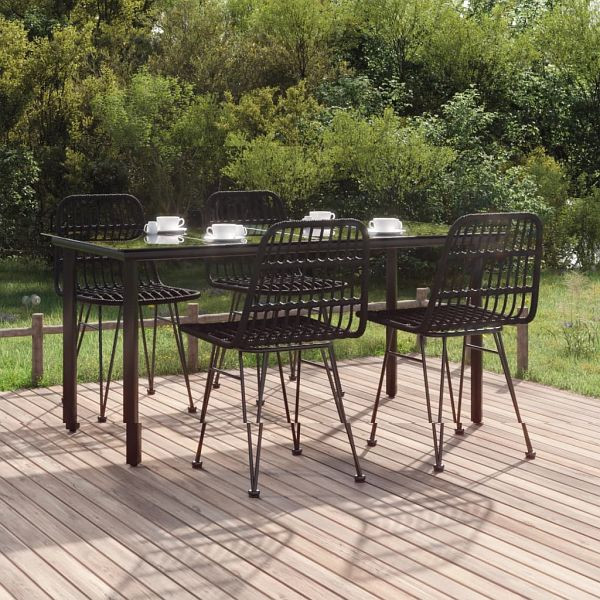 vidaXL 5-teilig Garten-Essgruppe Schwarz Poly Rattan, 3157897