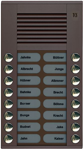 TCS Audio Außenstation Serie PES 16 Klingeltasten (rechts-/ linksbündig), AP bronze, PES16-EB/04