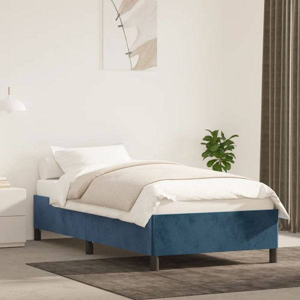 vidaXL Bettgestell Dunkelblau 100x200 cm Samt, Polyester, 347310