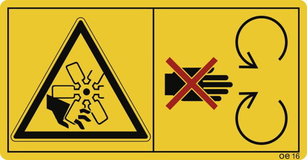 Moedel Während des Betriebes Schutzeinrichtungen..., Folie, 116x60 mm, VE: 2 Stück/Bogen, 69561
