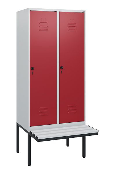 C+P Umkleidespind Classic PLUS, 2 Abteile, 1950x800x815mm, 7035/3003, Drehriegel, 0800405-22 S10031