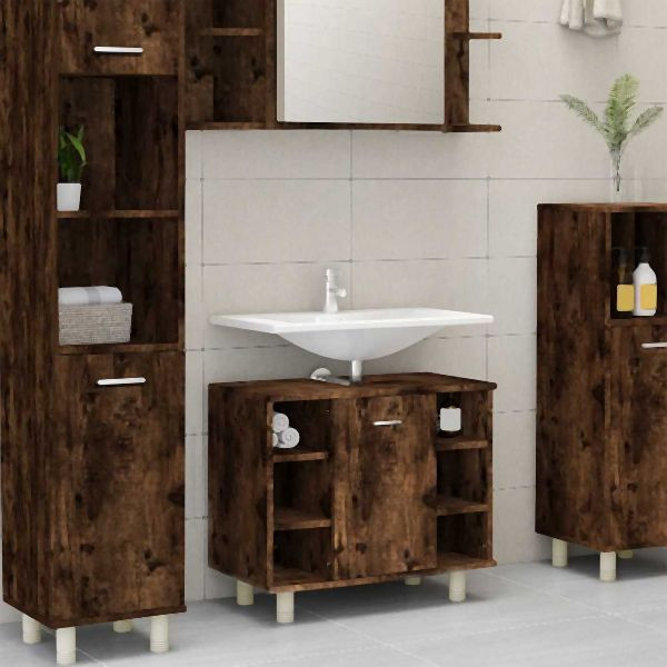 vidaXL Badschrank Räuchereiche 60x32x53,5 cm Holzwerkstoff, 826372