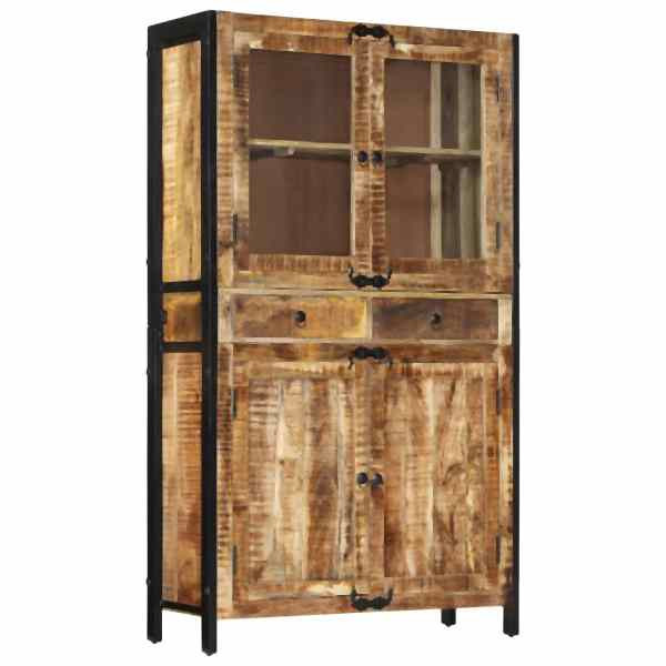 vidaXL Highboard 100x40x175 cm Massives Raues Mangoholz, 351709