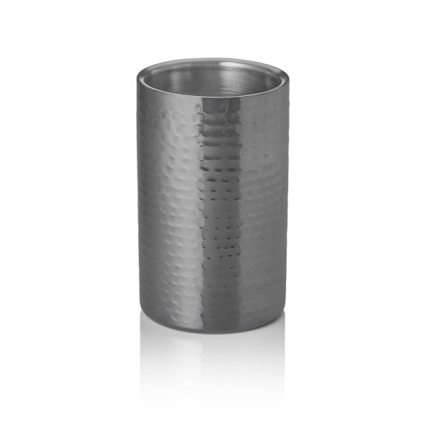 WAS Flaschenkühler, Ø 12 cm, Höhe 19 cm, gehämmert, gun metal, doppelwandig, Chromnickelstahl, PVD Beschichtung, 1534191