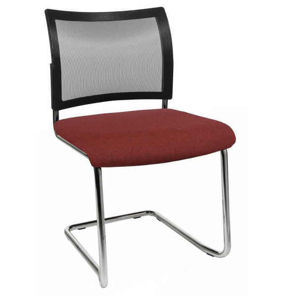 Deskin Besucherschwinger LAS VEGAS mit Netzrücken, Schwingergestell verchromt, Bezug Stoff Basic G, Farbe bordeaux, VE: 2 Stück, 272338