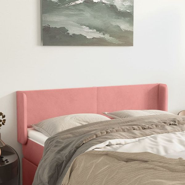 vidaXL Kopfteil mit Ohren Rosa 147x16x78/88 cm Samt, 3118541