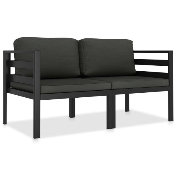 vidaXL 2-tlg. Garten-Sofagarnitur mit Auflagen Aluminium Anthrazit, 49238
