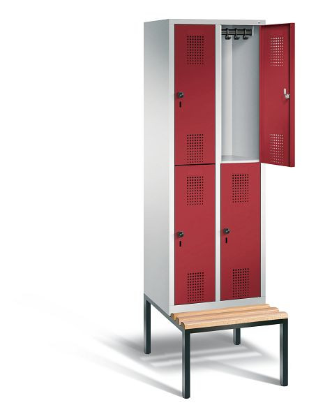 C+P Spind doppelstöckig Evolo, H2090xB610xT815mm, Farbe: Lichtgrau / Rubinrot, 48350-20 S10078