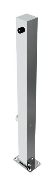 Schake Edelstahlpfosten 70 x 70 mm, umlegbar, selbsteinrastende Verriegelung für Dübel Befestigung, mit Dreikantverschluss nach DIN 3223, 4070FU