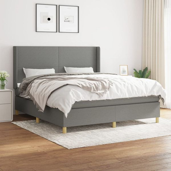 vidaXL Boxspringbett mit Matratze Dunkelgrau 180x200 cm Stoff, 3131850