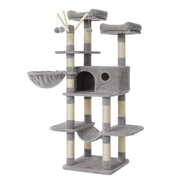 Feandrea Kratzbaum, XXL Katzenwohnung, 164 cm, hellgraue, PCT087W01