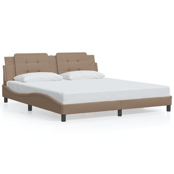 vidaXL Bettgestell mit LED Cappuccino-Braun 180x200 cm Kunstleder, 3214128