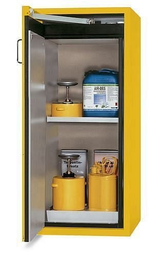 asecos Gefahrstoffschrank G-600-F, 600 mm, 1 Einlegeboden, Tür links, gelb, 30238002