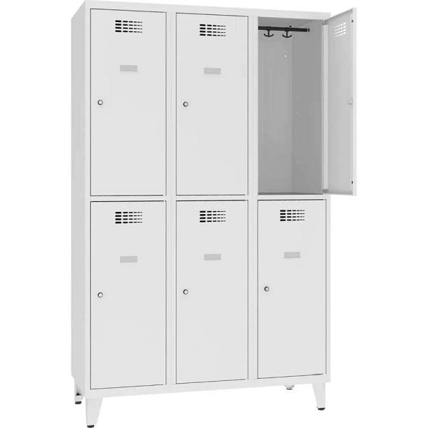 Eurobox Garderobenspind, 3 Abteile 6 Fächer, 400 mm, mit Füßen, 0201-040302
