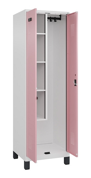 C+P Putzmittel-Spind Evolo PLUS, mit Füßen, 2 Abteile, 1950x600x500mm, 9016/301, Zylinderschloss, 049110-00 S10045