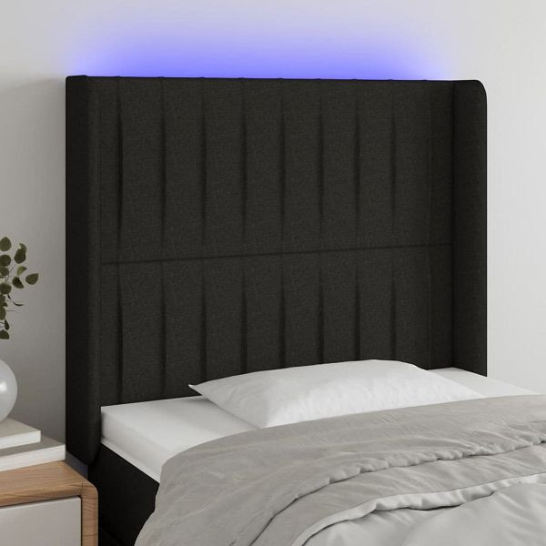 vidaXL LED Kopfteil Schwarz 93x16x118/128 cm Stoff, 3124270